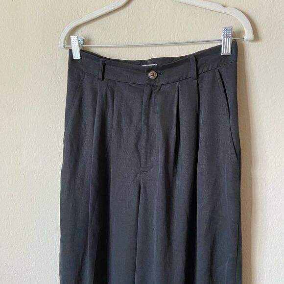 Reformation Petites Mason Wide Leg  Black Pants Straight Size 4 - Picture 13 of 13